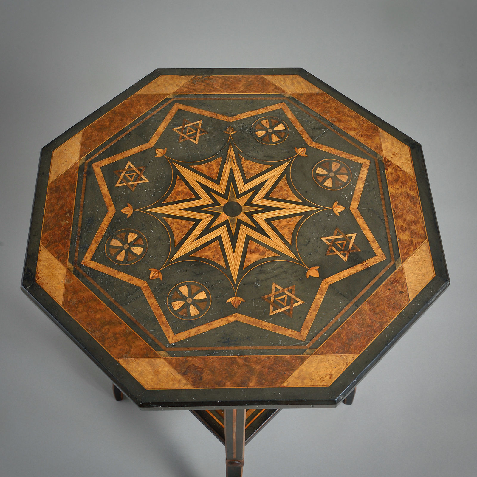 VICTORIAN GEOMETRICALLY-INLAID LAMP TABLE