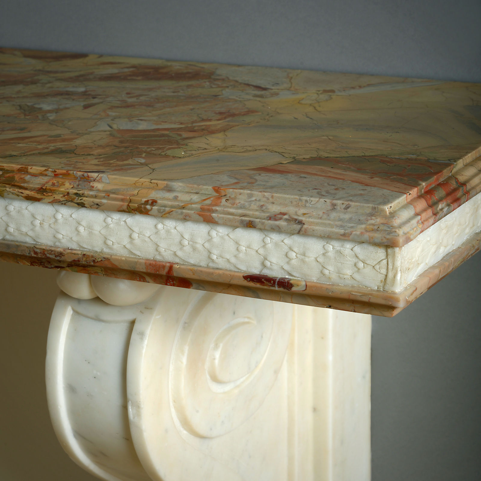 LOUIS XVIII SARRANCOLIN AND STATUARY MARBLE CONSOLE TABLE