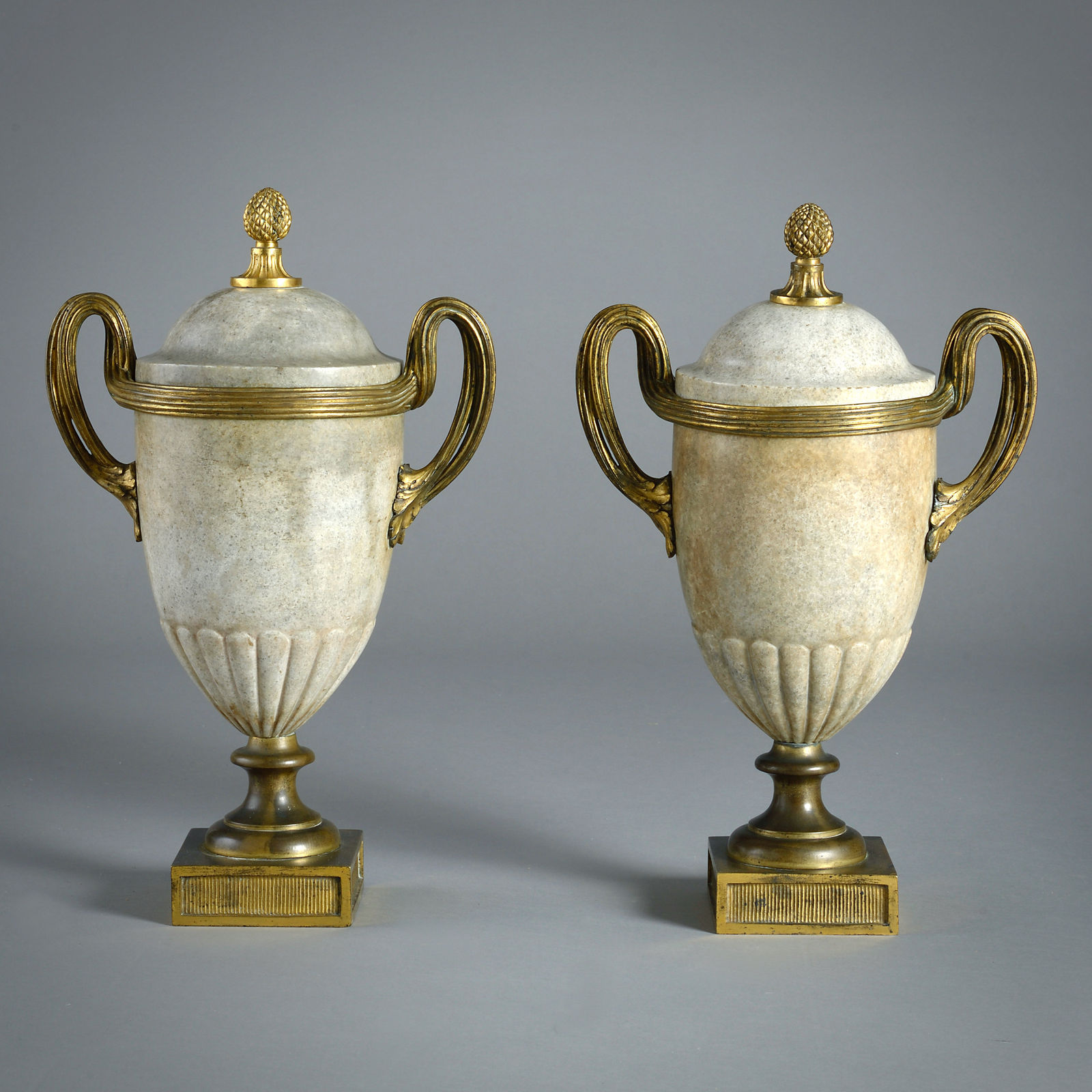 PAIR OF LOUIS XVI ORMOLU-MOUNTED MARBLE VASES