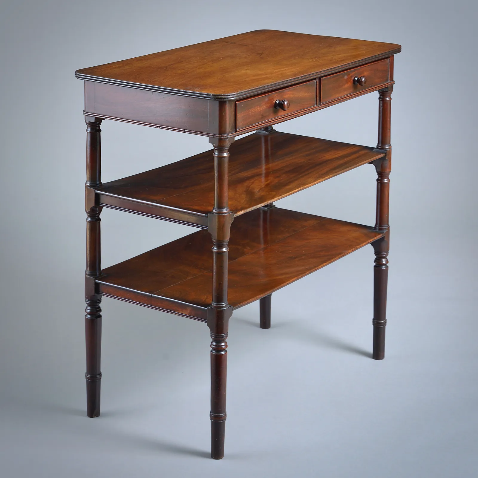 REGENCY MAHOGANY THREE-TIER SIDE TABLE