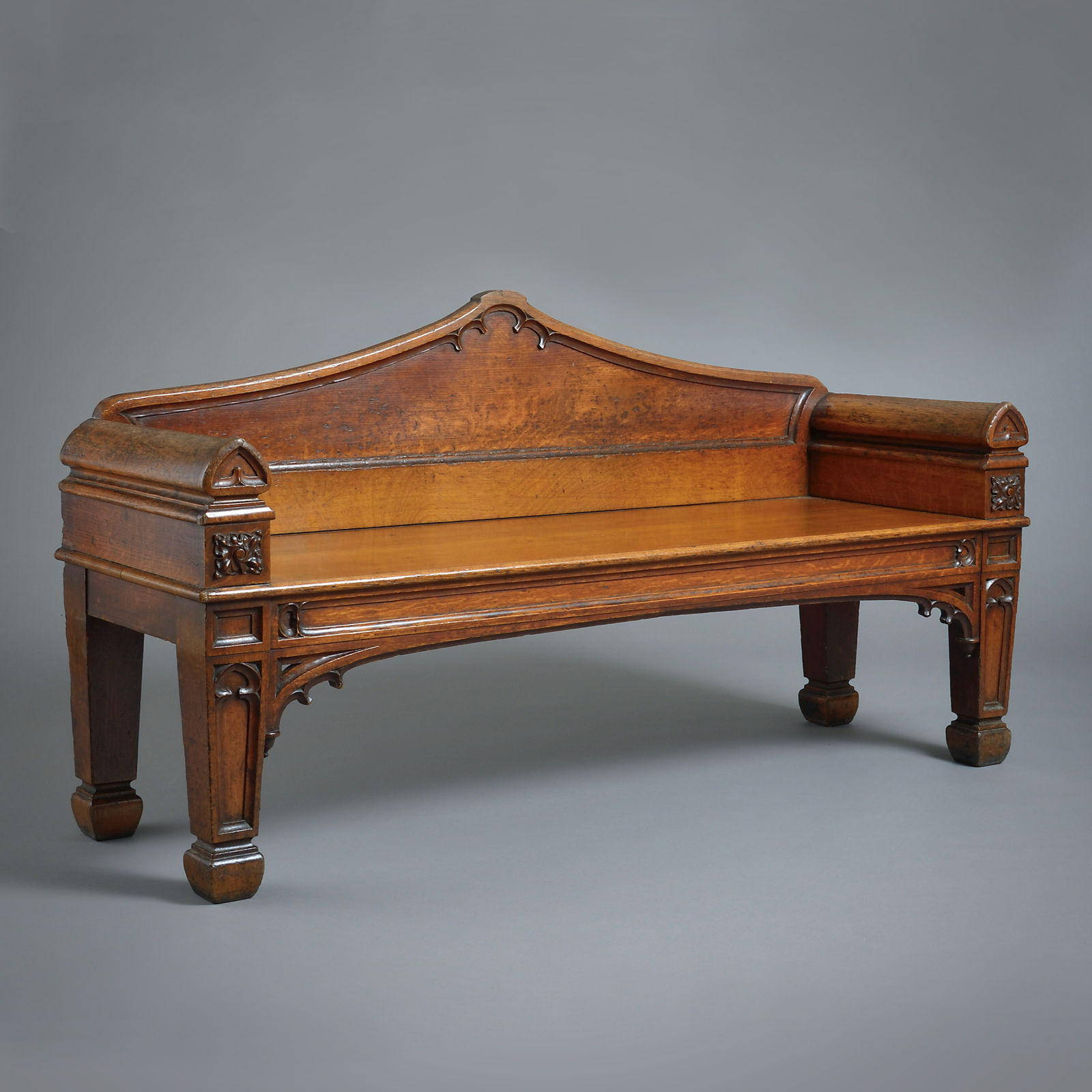 GEORGE IV GOTHIC OAK HALL SEAT
