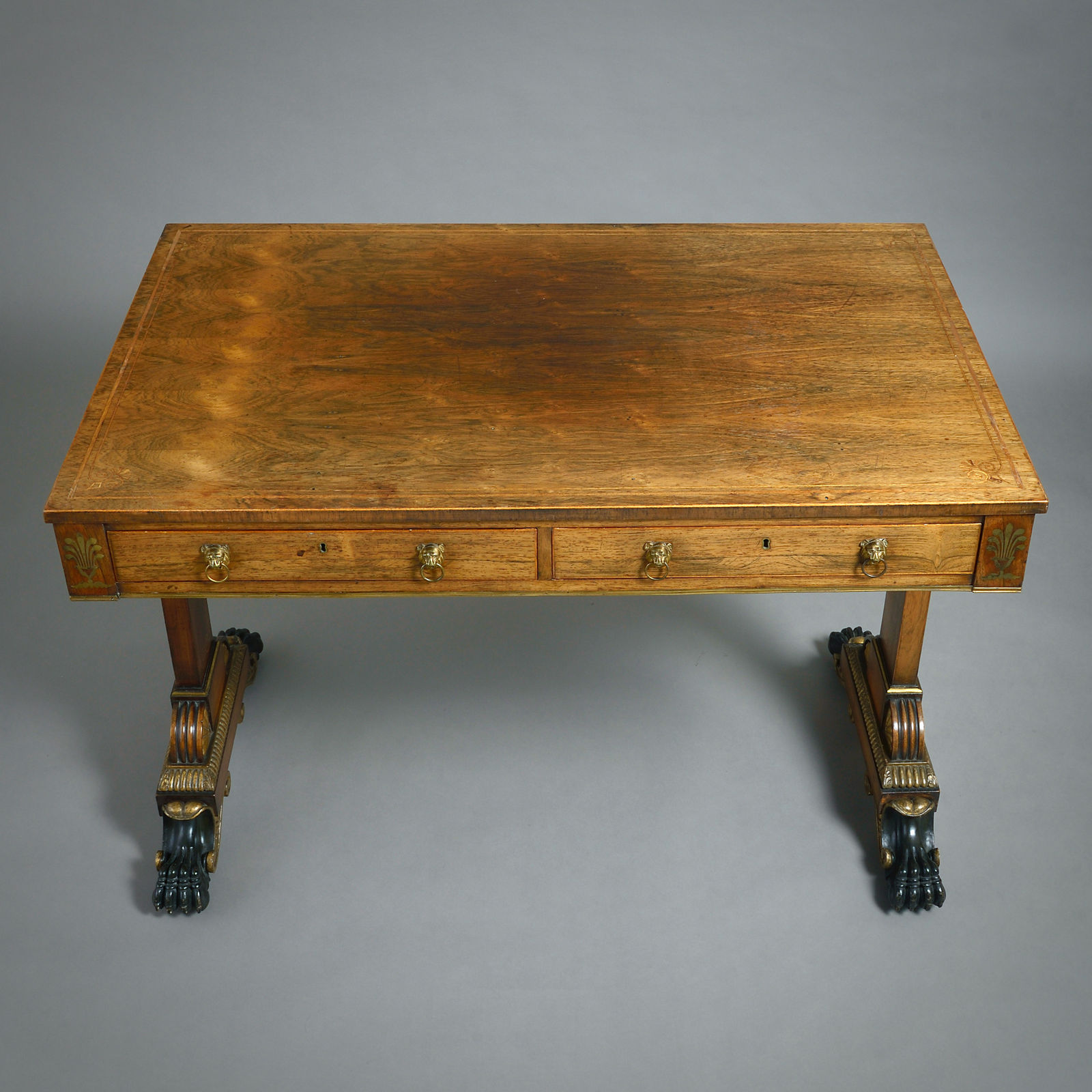 REGENCY ORMOLU-MOUNTED, BRASS-INLAID AND PARCEL-GILT WRITING TABLE