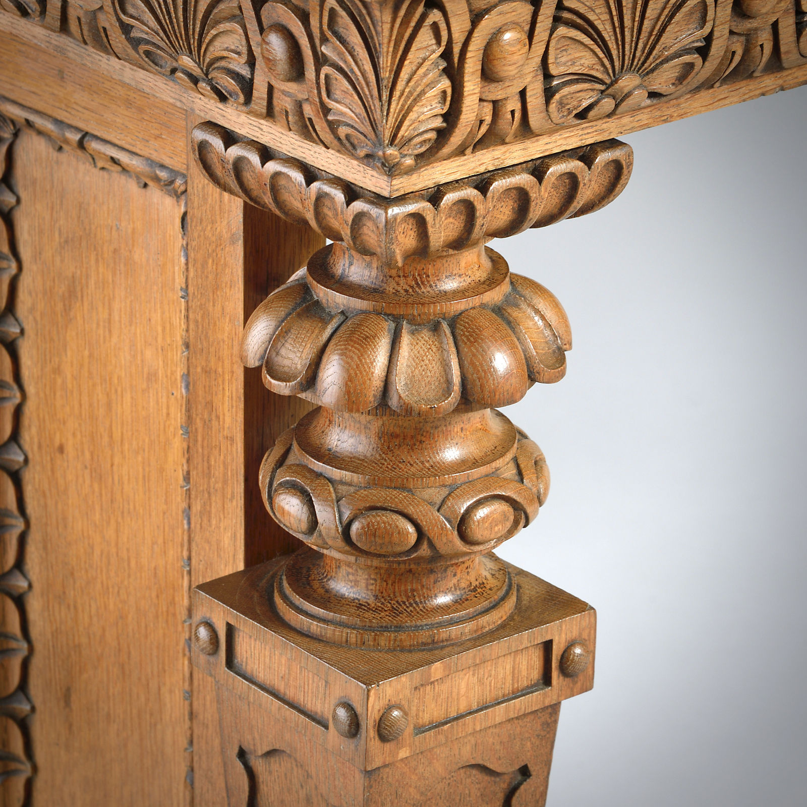 PAIR OF ELIZABETHAN-REVIVAL OAK SIDE TABLES