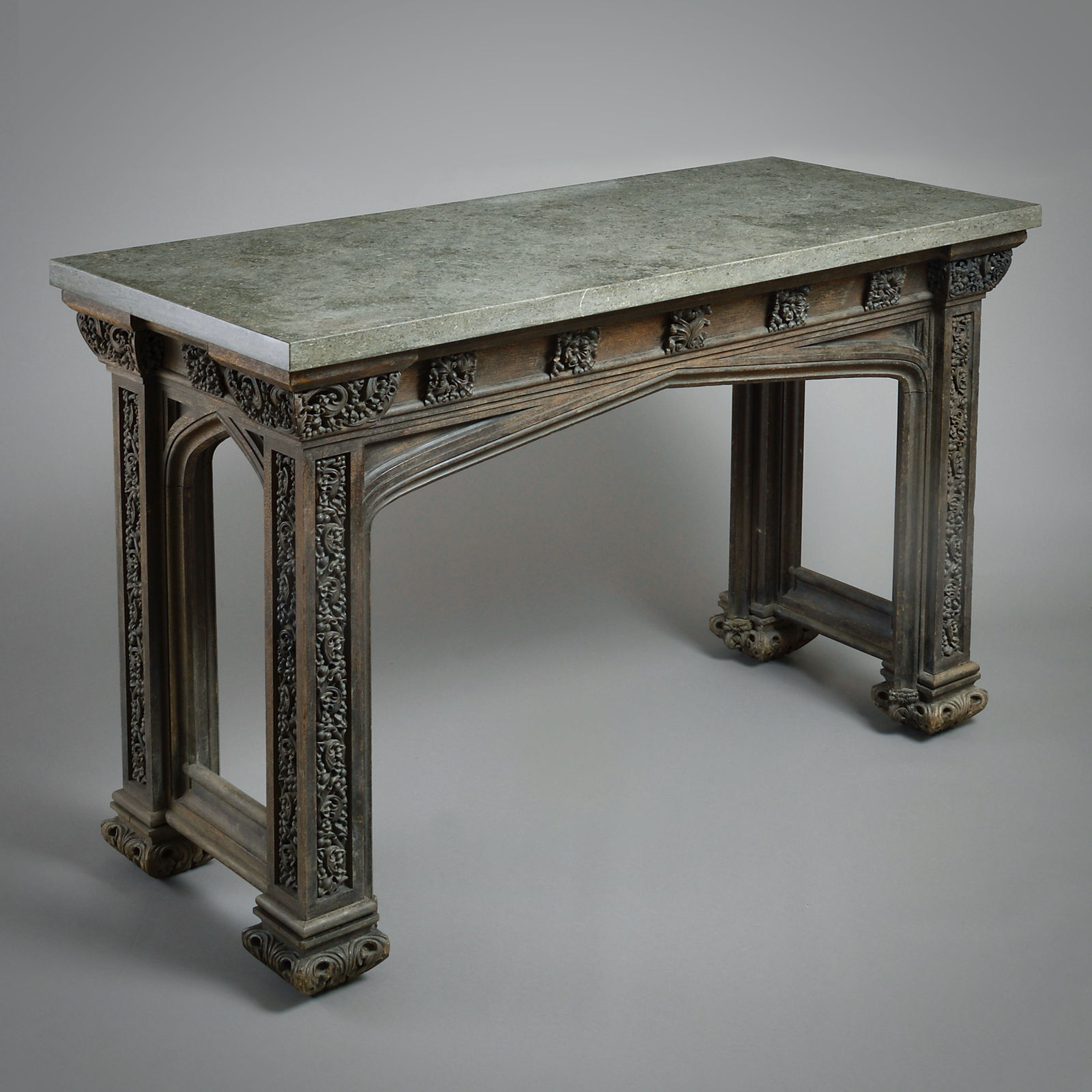 GOTHIC REVIVAL CARVED OAK SIDE TABLE POSSIBLY DESIGNED BY A.W.N. PUGIN
