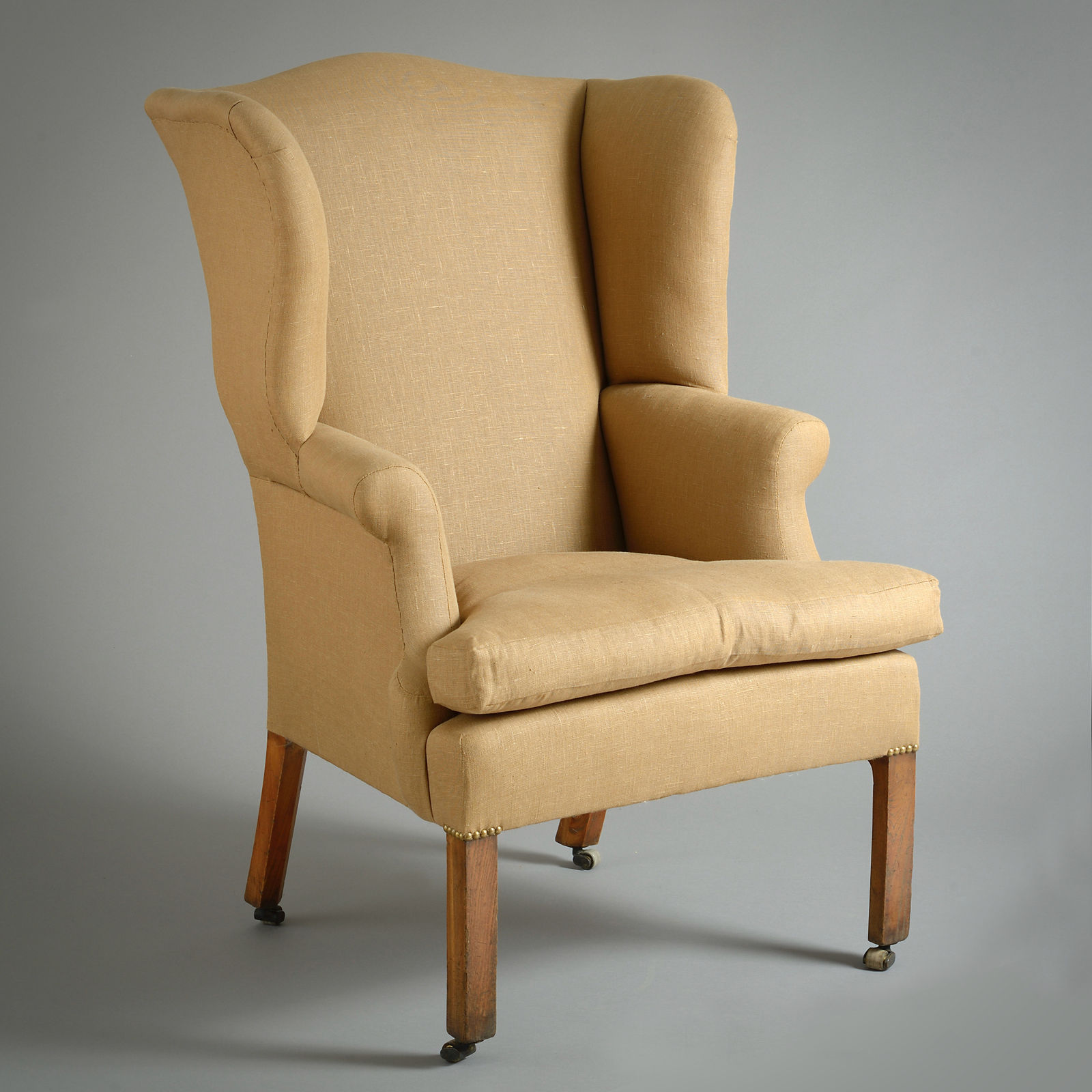 RARE PAIR OF SCOTTISH GEORGE II ASH WING-BACK ARMCHAIRS