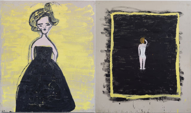 Rose Wylie, Black Frock, The Modest Corset (Malevitch), 2019