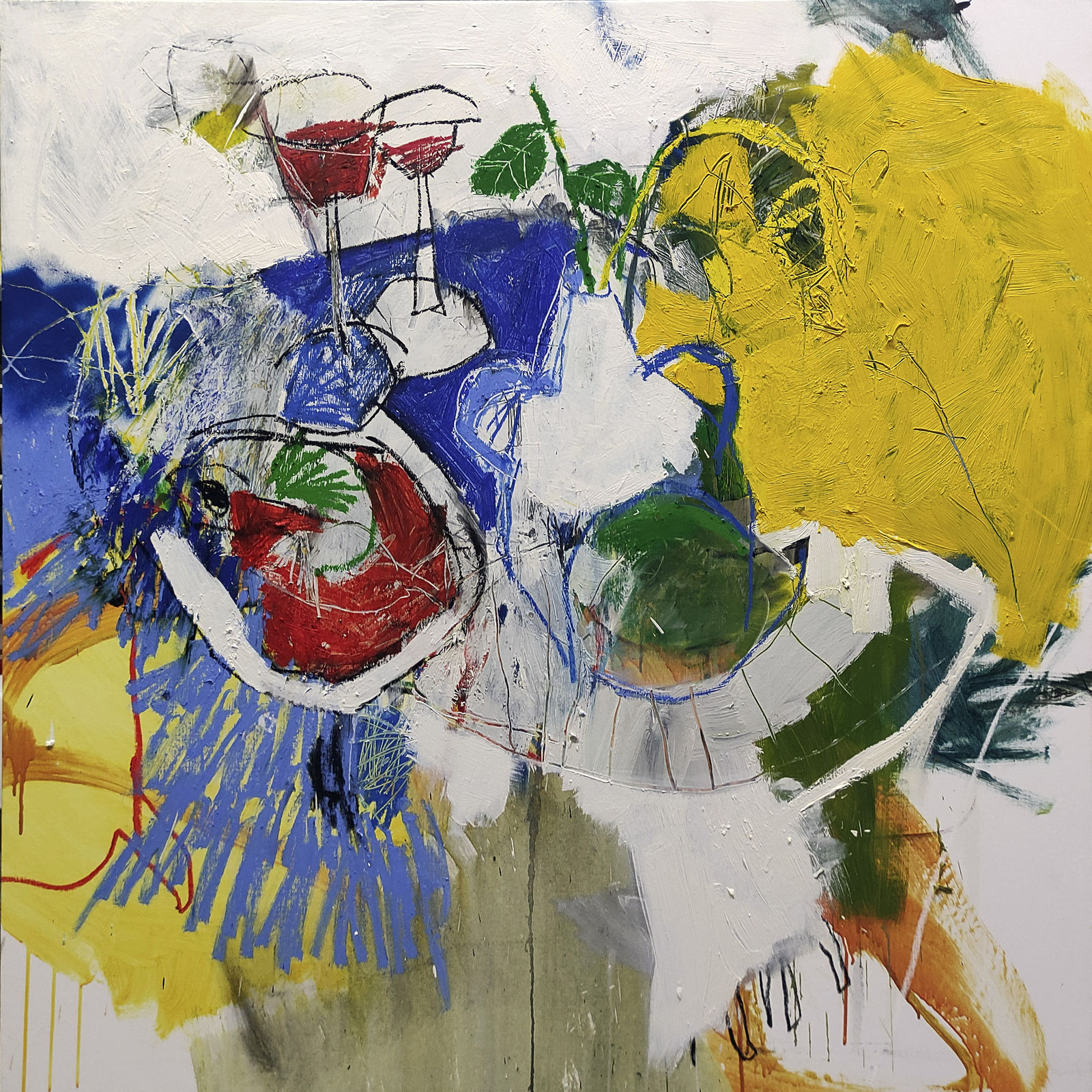 Luis Olaso, Composition with jug and wine glasses, 2021