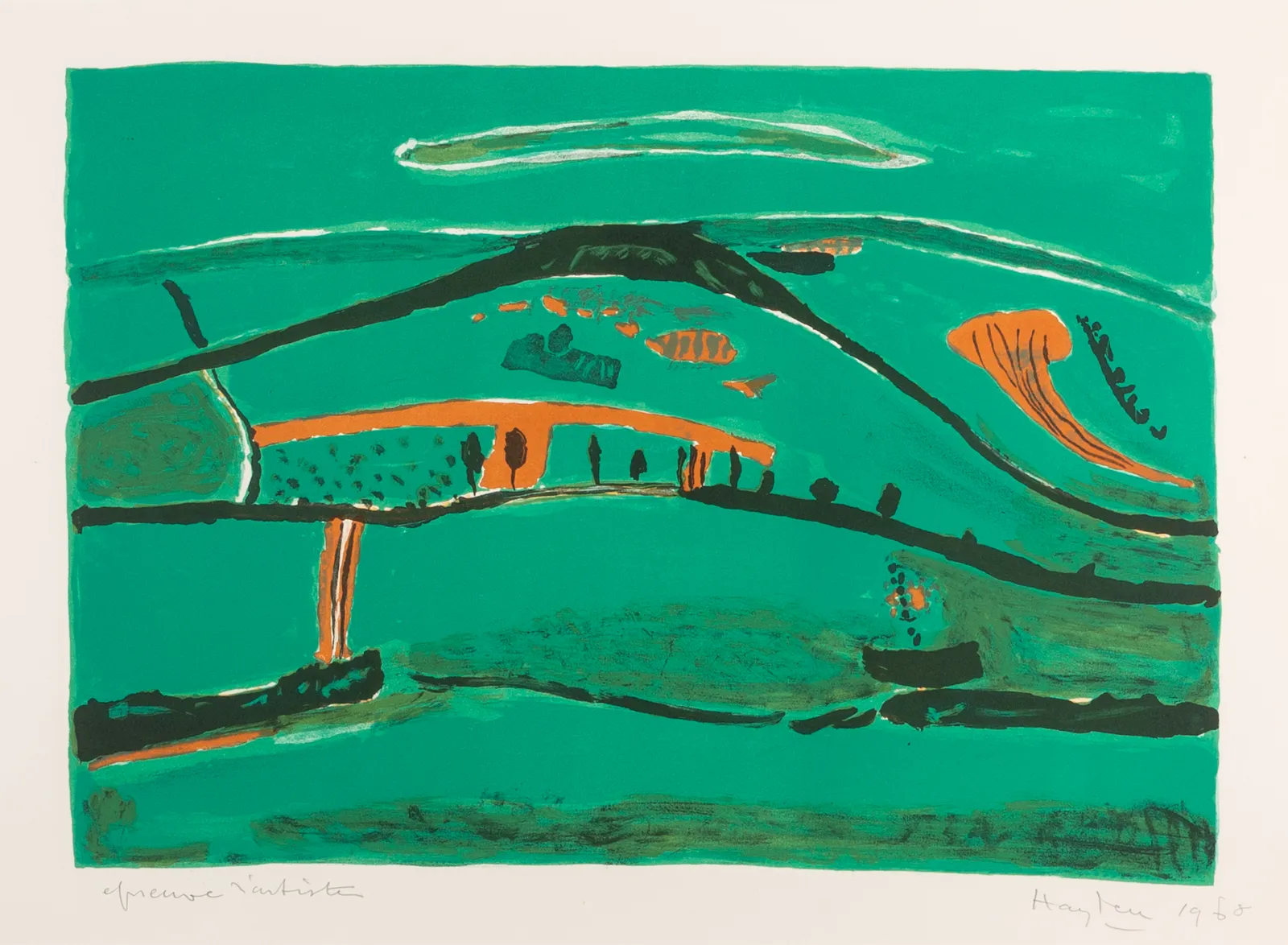 Henri Hayden, Green Landscape, 1968