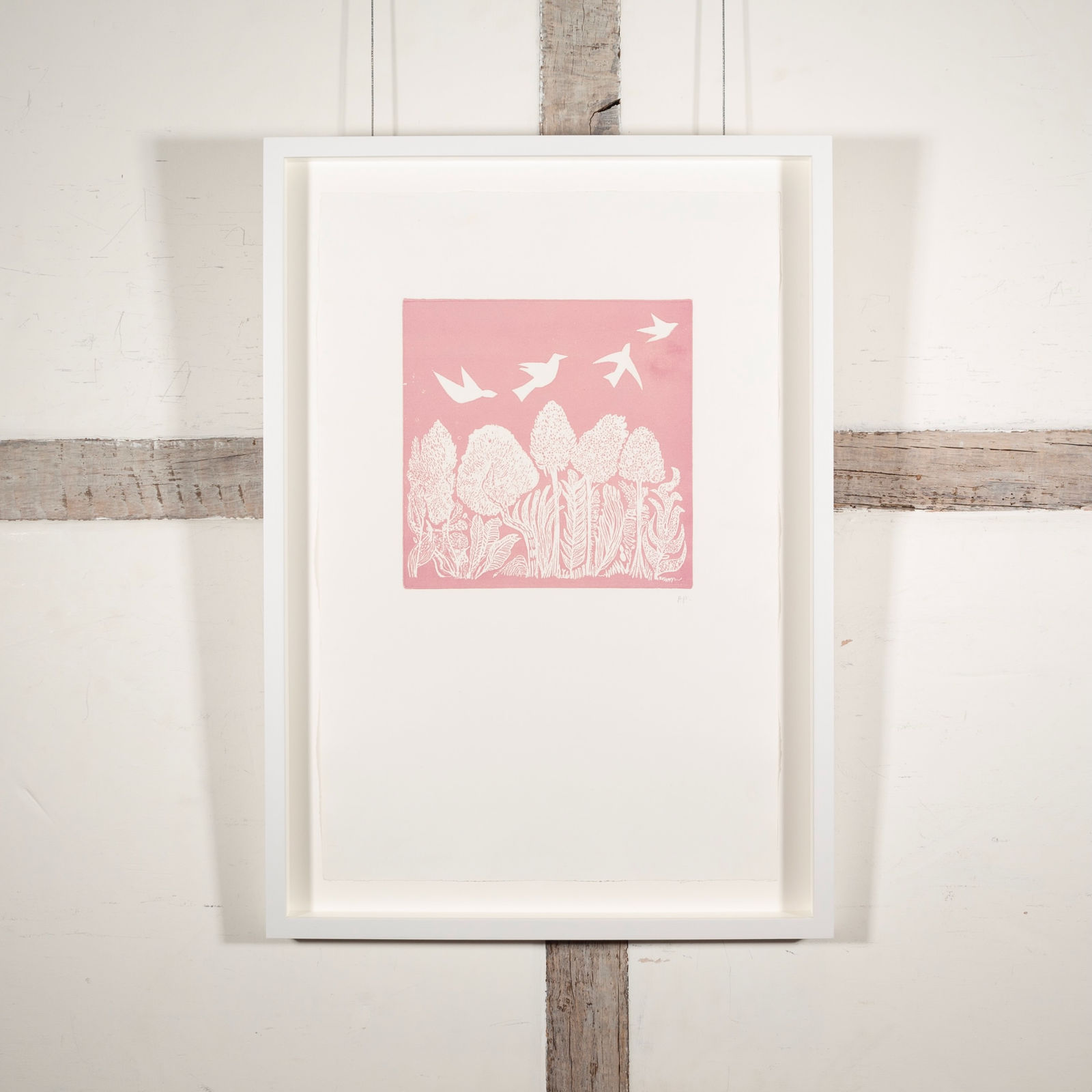 André Bicât, White Birds on Pink