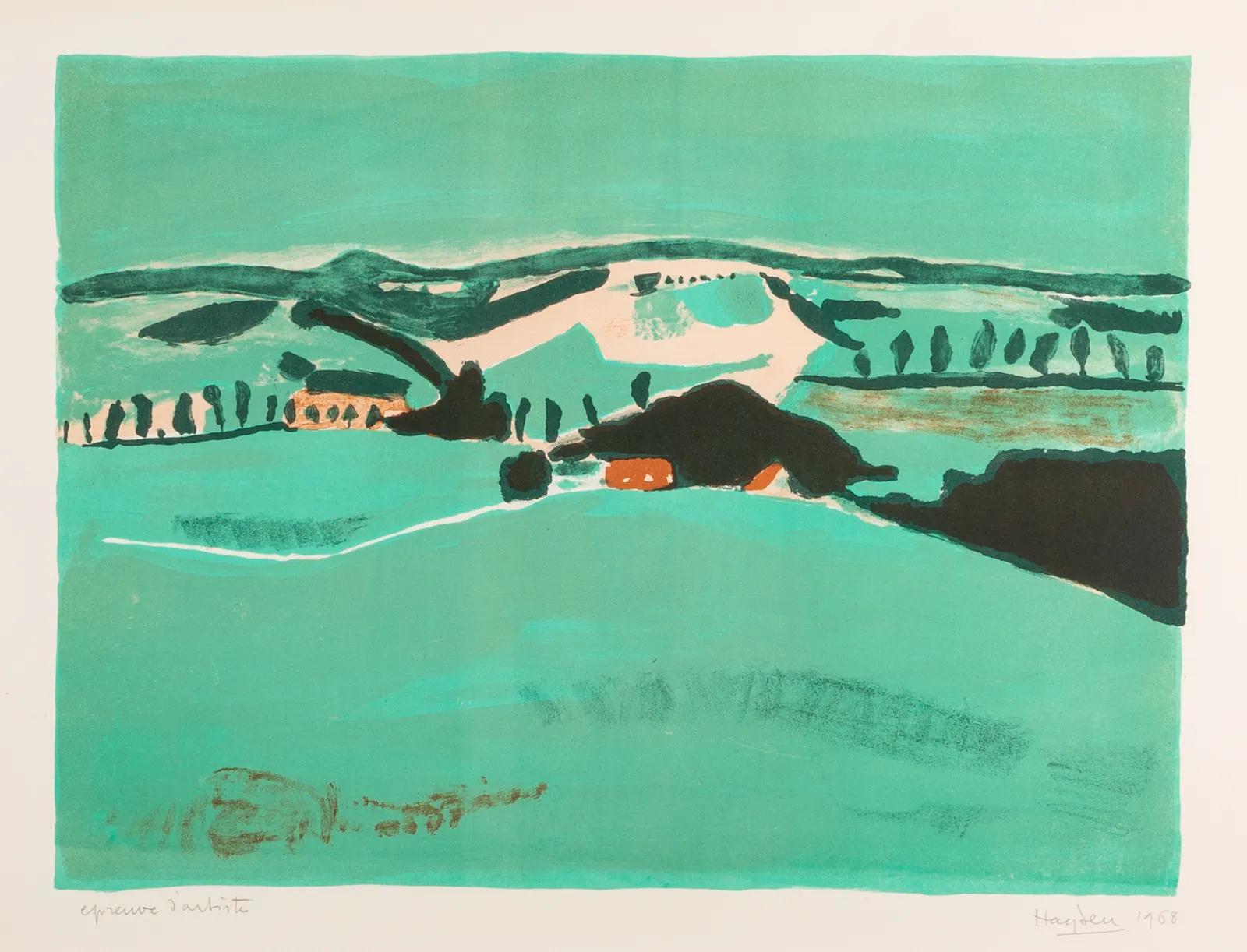 Henri Hayden, Green Landscape, 1968