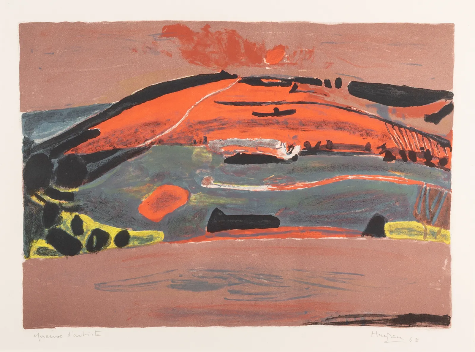 Henri Hayden, The Red Hill, 1968