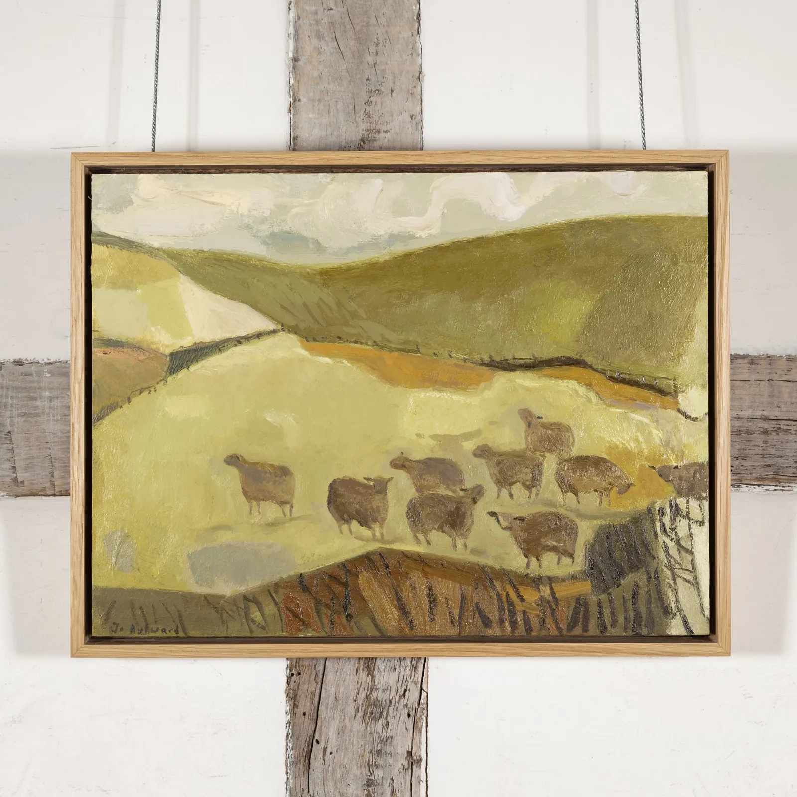 Jo Aylward, Sheep Huddled by a Winter Hedge, 2024