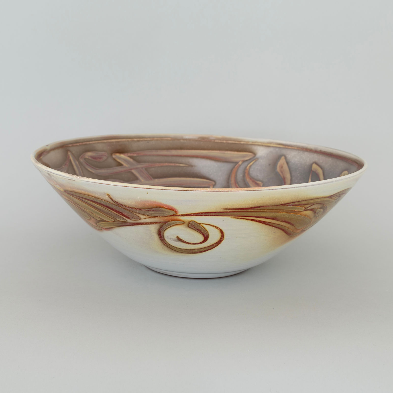 Aldermaston Pottery, A large Aldermaston Pottery open bowl with linear motifs, 1997 circa