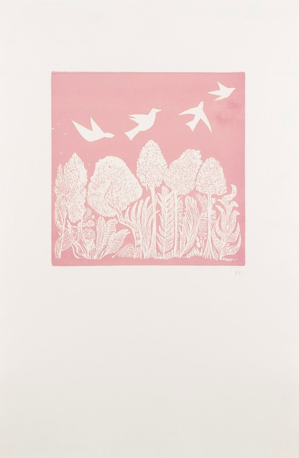 André Bicât, White Birds on Pink