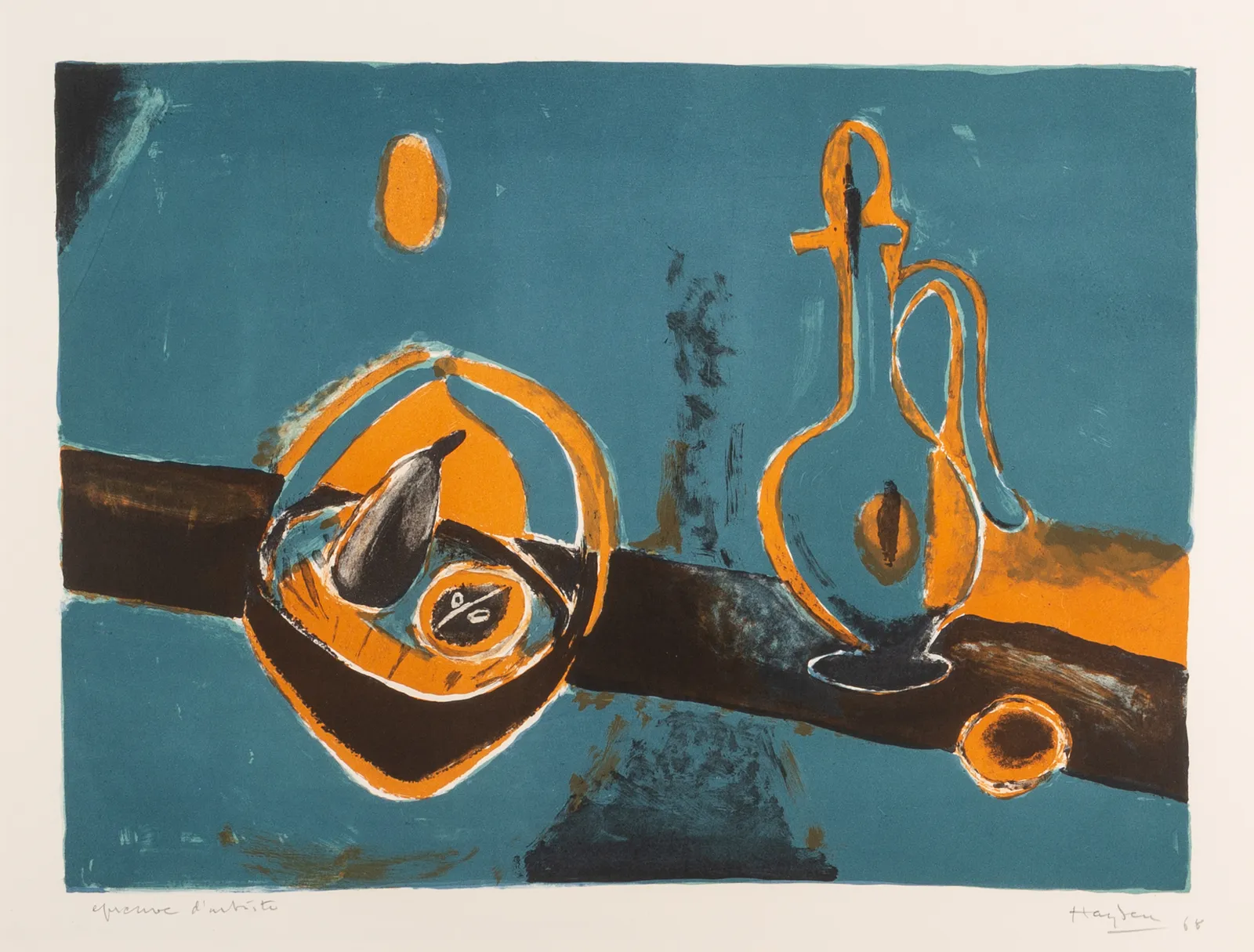 Henri Hayden, Still Life with Fruit Basket, 1968