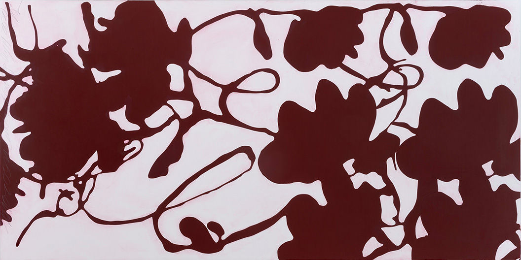 Donald Sultan, MAROON LANTERN FLOWERS AUG 19 2020, 2020