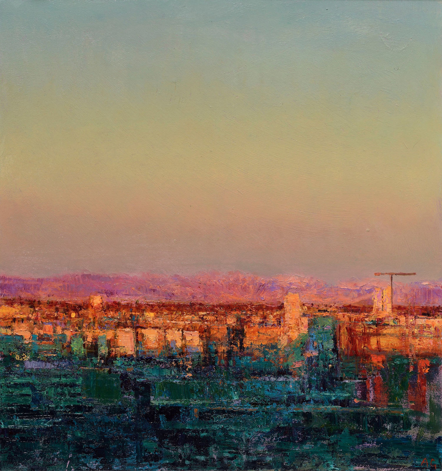 Andrew Gifford, 25. Sunrise over Denver Looking West Towards The Rockies, 2023