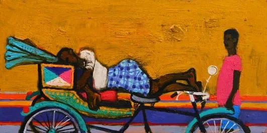 Leon Morrocco, Sleeping on a Rickshaw, Kolkata