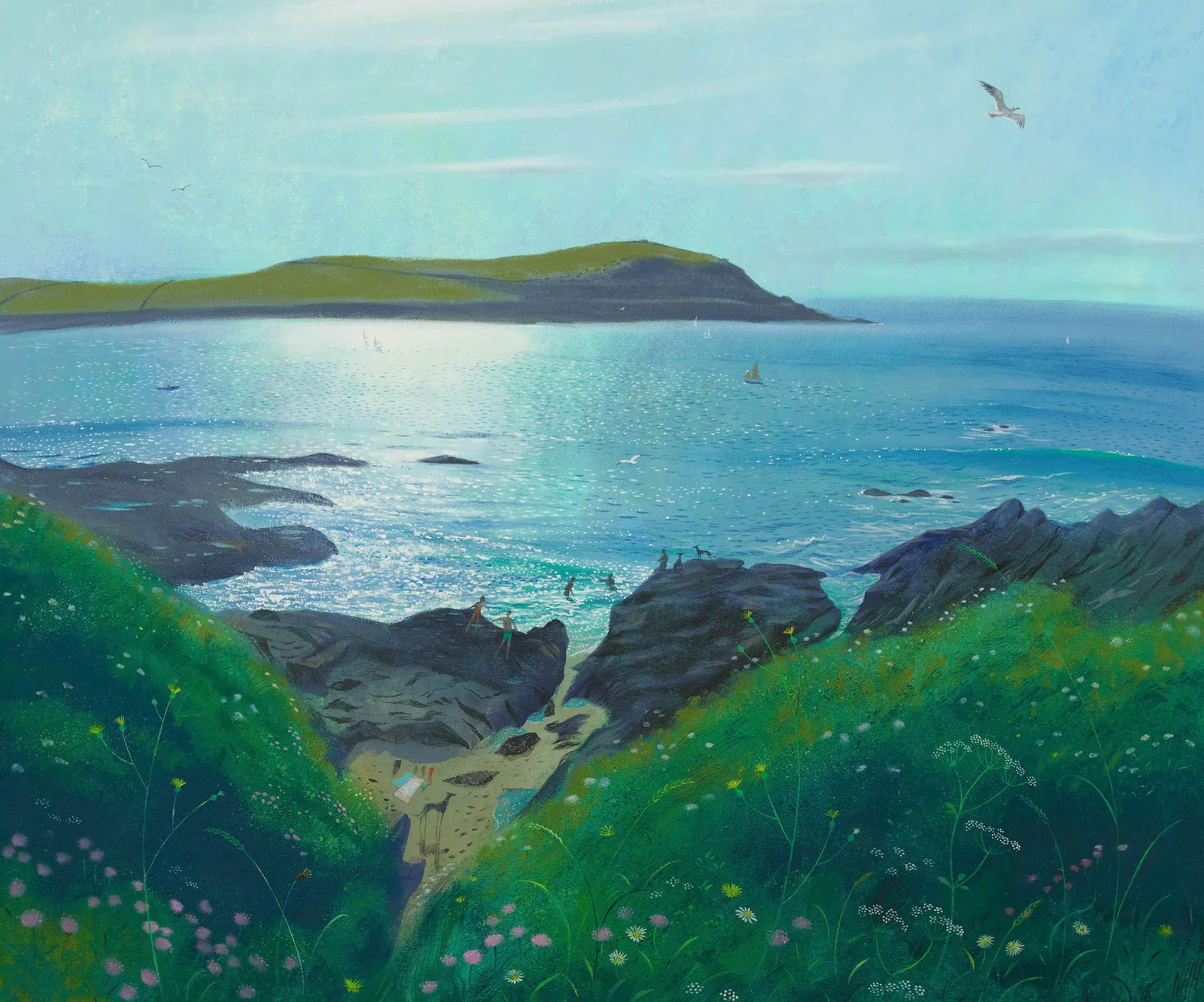 Nicholas Hely Hutchinson, 03 Evening Swimmers Camel Estuary, 2023