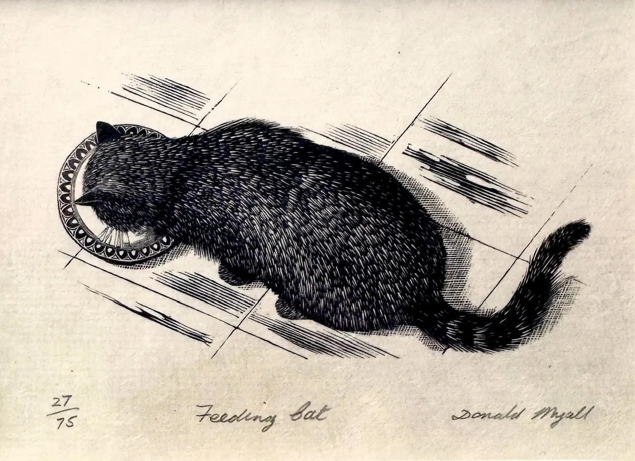 Stock Sale, Donald Myall (died 2021) 'Feeding cat'