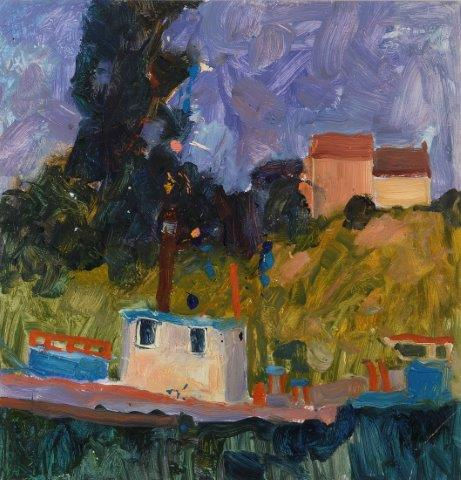 Stock Sale, Sheila MacNab MacMillan PAI (1928-2018): 'Barge on the Seine near Lavancourt, Normandy''