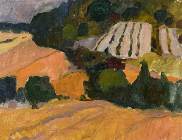 Stock Sale, Sheila MacNab MacMillan PAI (1928-2018): 'Farmland near Vetheuil, Normandy''