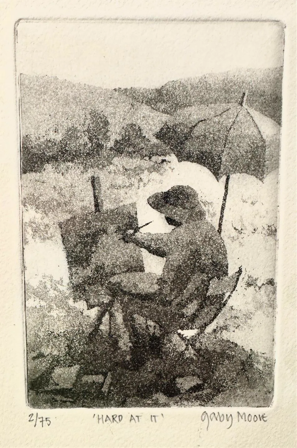 Stock Sale, Gaby Moore (1949-2024): 'Hard at it'