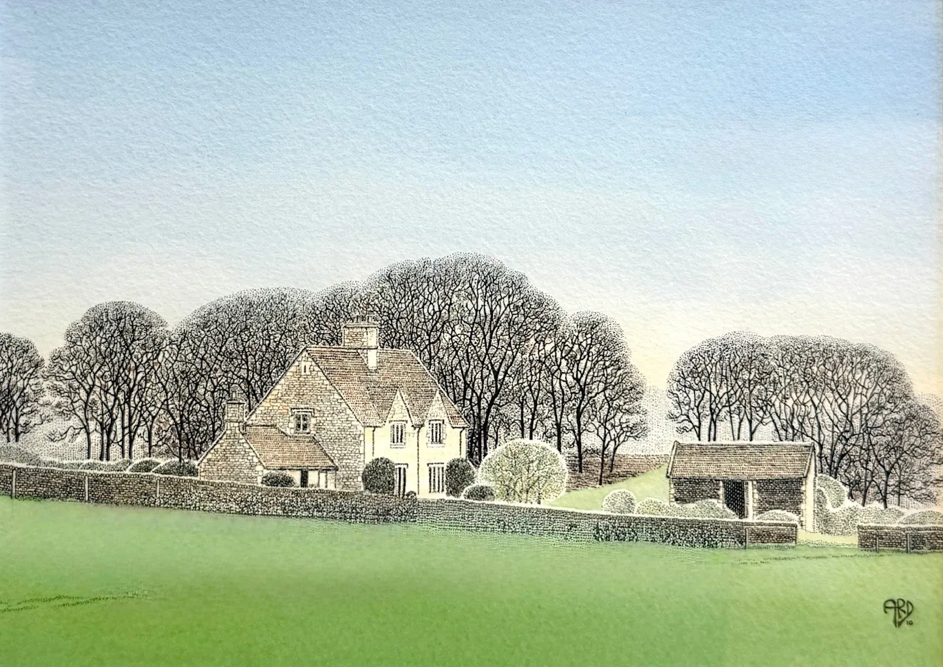 Stock Sale, Anthony Dawson, RE (1947-2017): 'Farm cottages on a Cotswold farm'