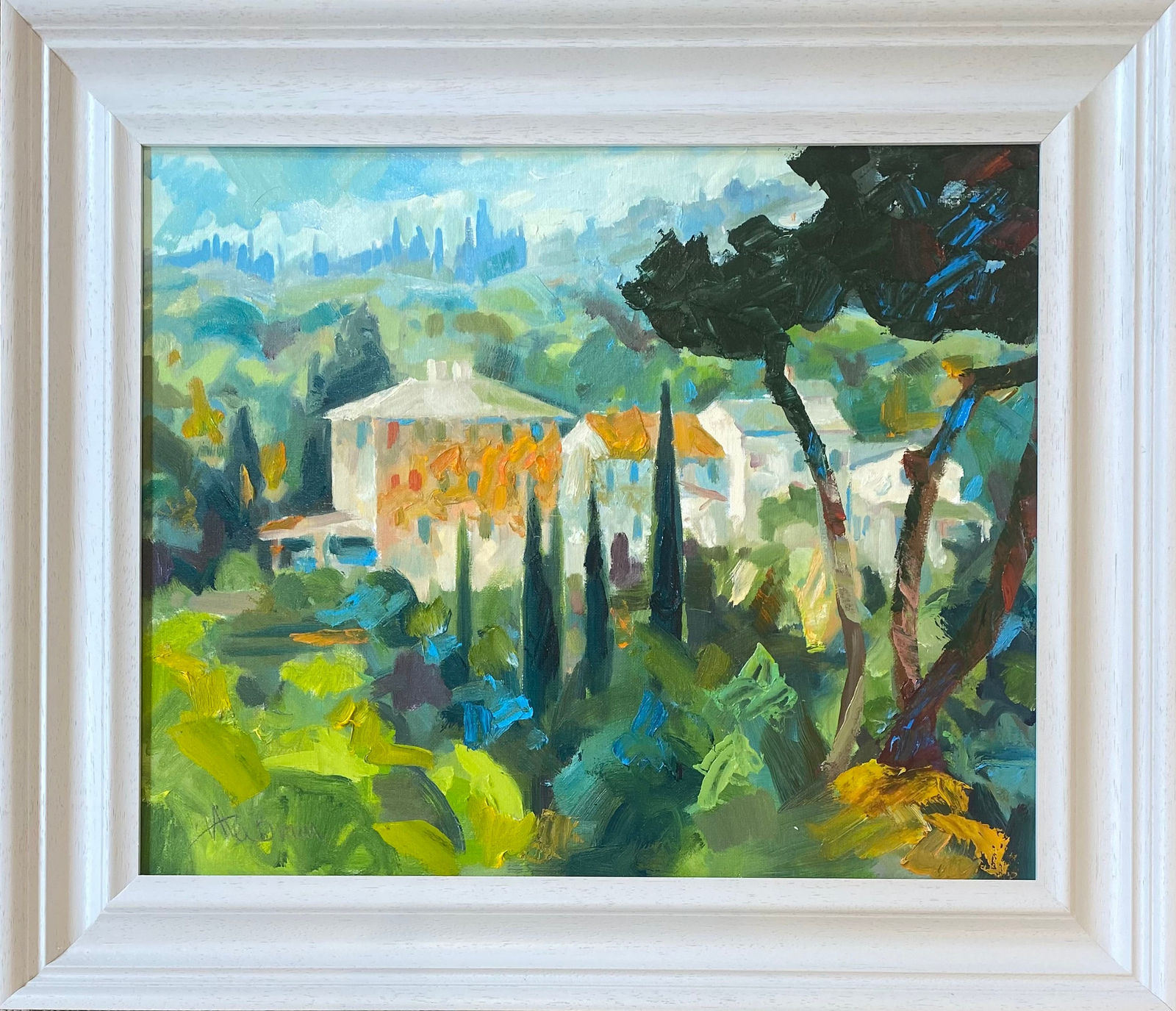 Alex Brown, Tuscan villa through the umbrella trees