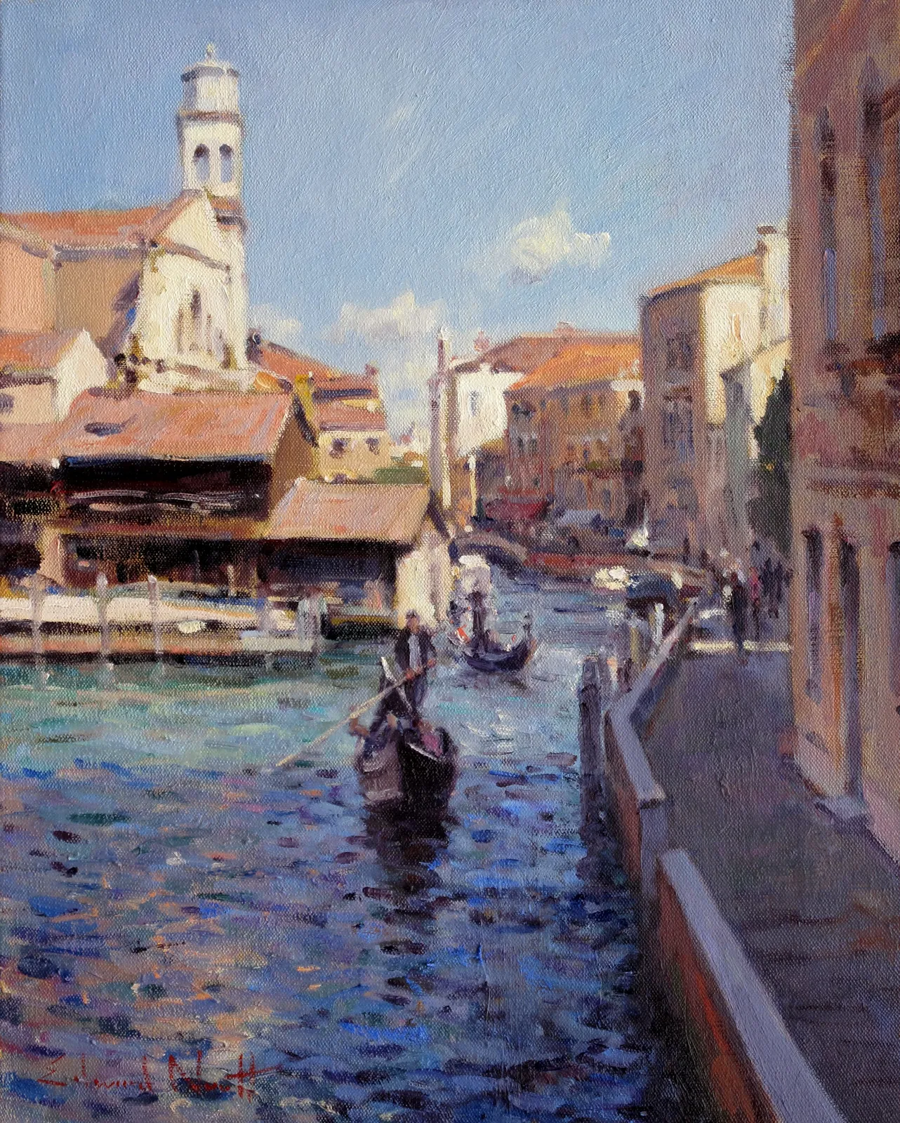 Edward Noott RBSA, Gondola boatyard Venice SOLD