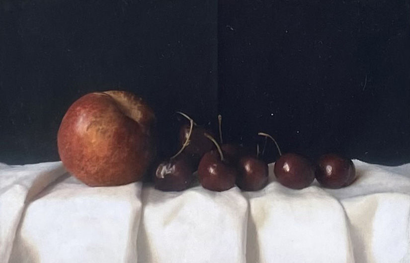 Kate Verrion, Apple and dark red cherries