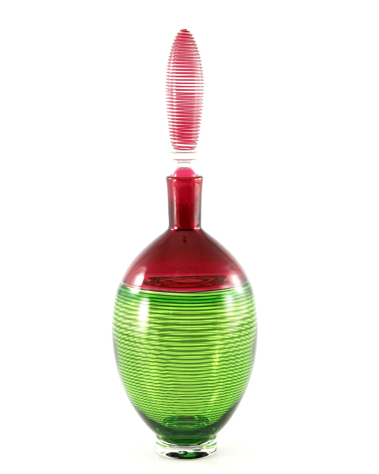 Bob Crooks, Encalmo spirale decanter - green red