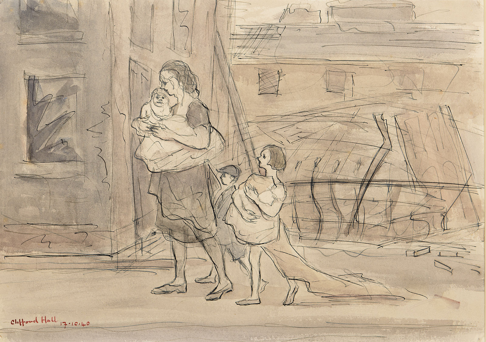 Clifford Hall RBA ROI, After the bombs, Seaton Street 17th October 1940