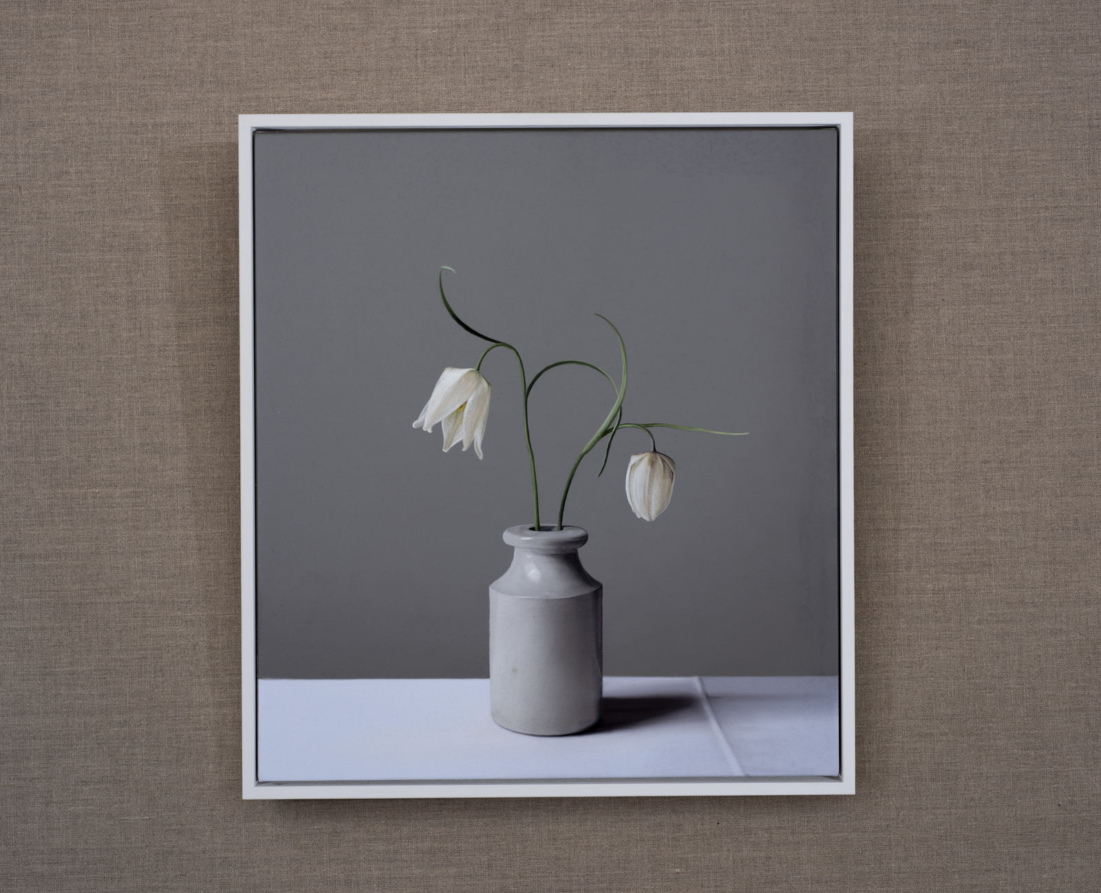 Jo Barrett, Still Life with White Fritillaries and Stoneware Bottle- From the Fern Verrow Collection, 2021