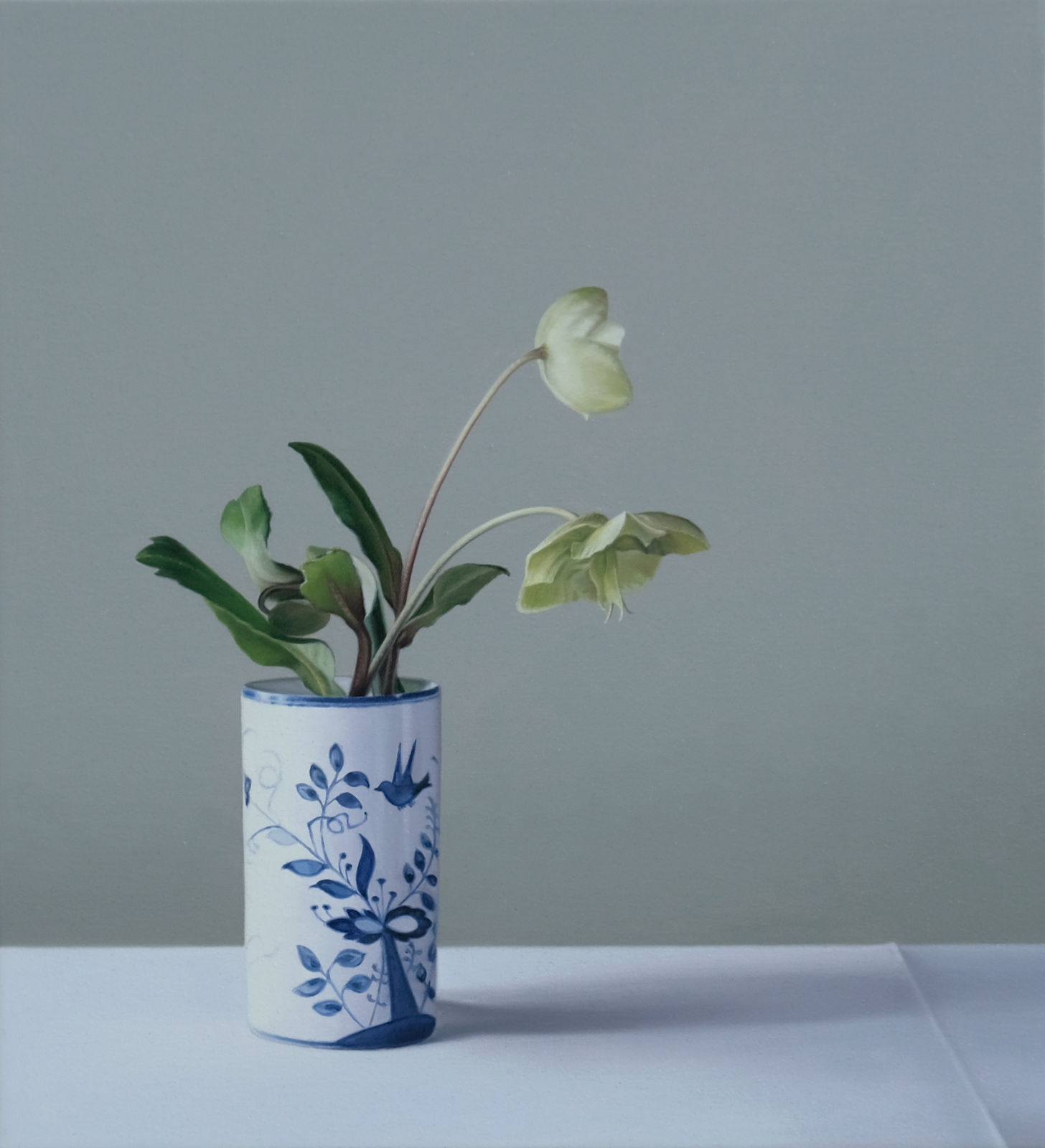 Jo Barrett, Still Life with Chinese Brush Pot and Hellebores