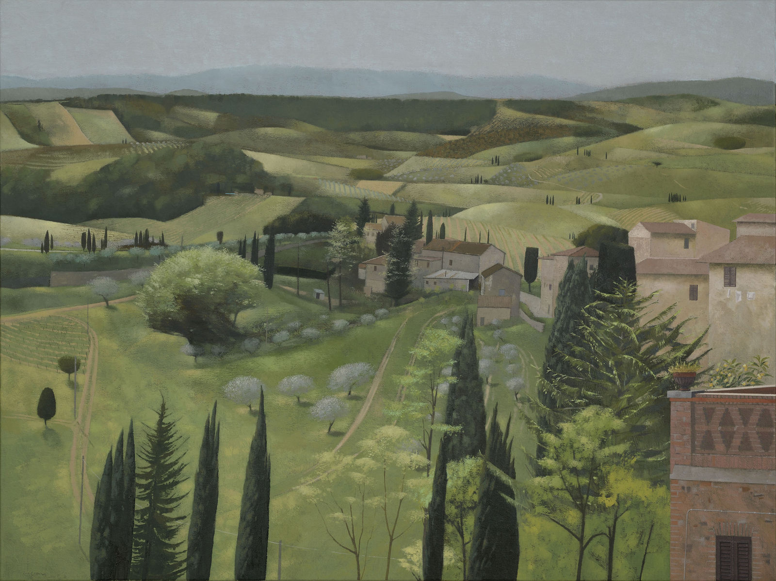 Tom Mabon, Landscape in Spring. San Gimignano, 2020