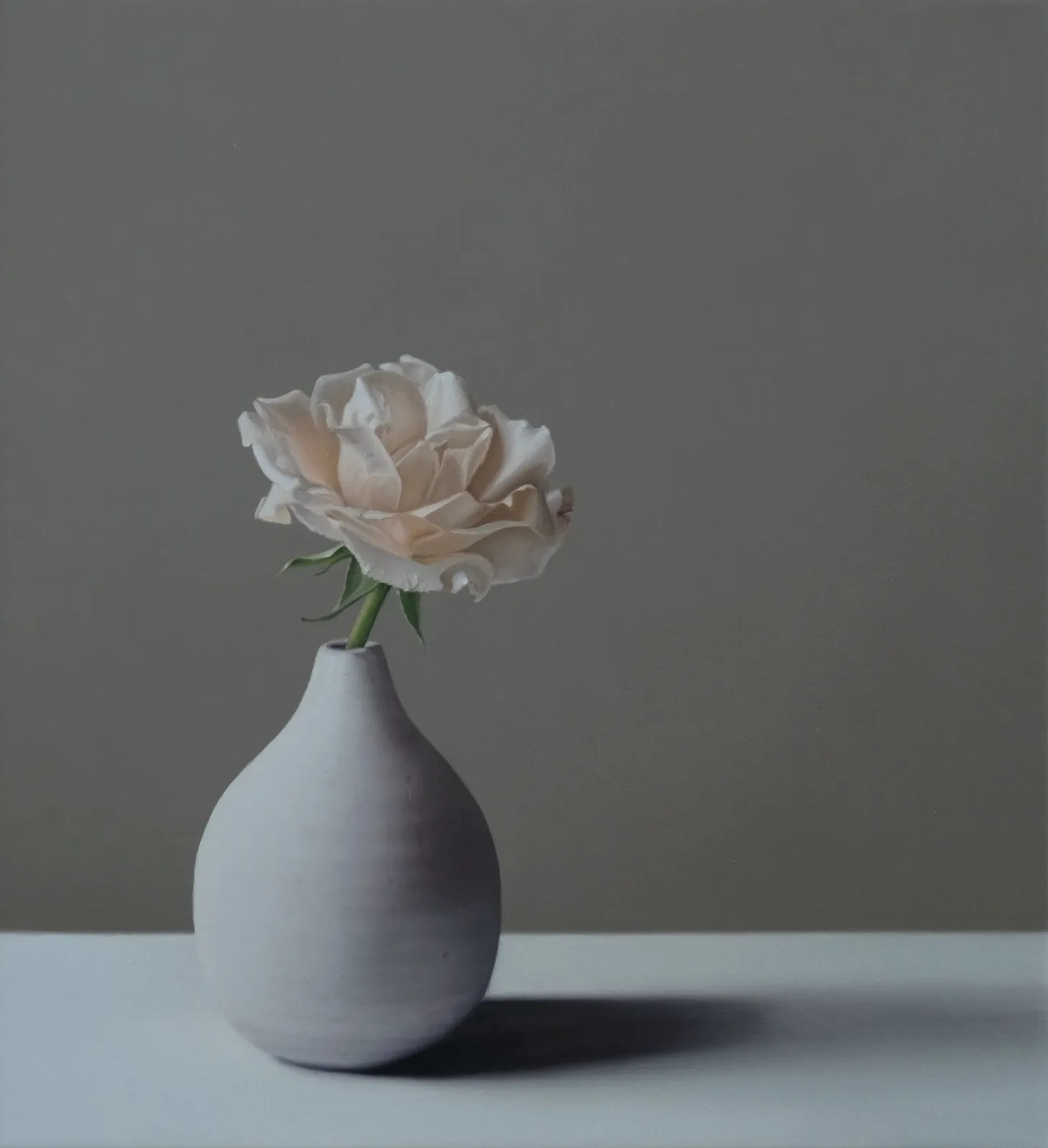 Jo Barrett, Still Life with Small Tin Glazed Bottle and Rose