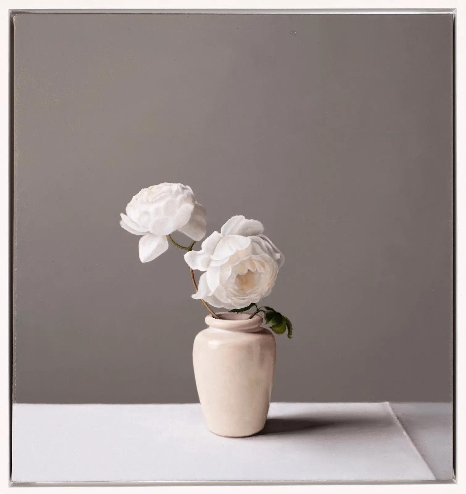 Jo Barrett, Still Life with Garden Roses and Stoneware Pot