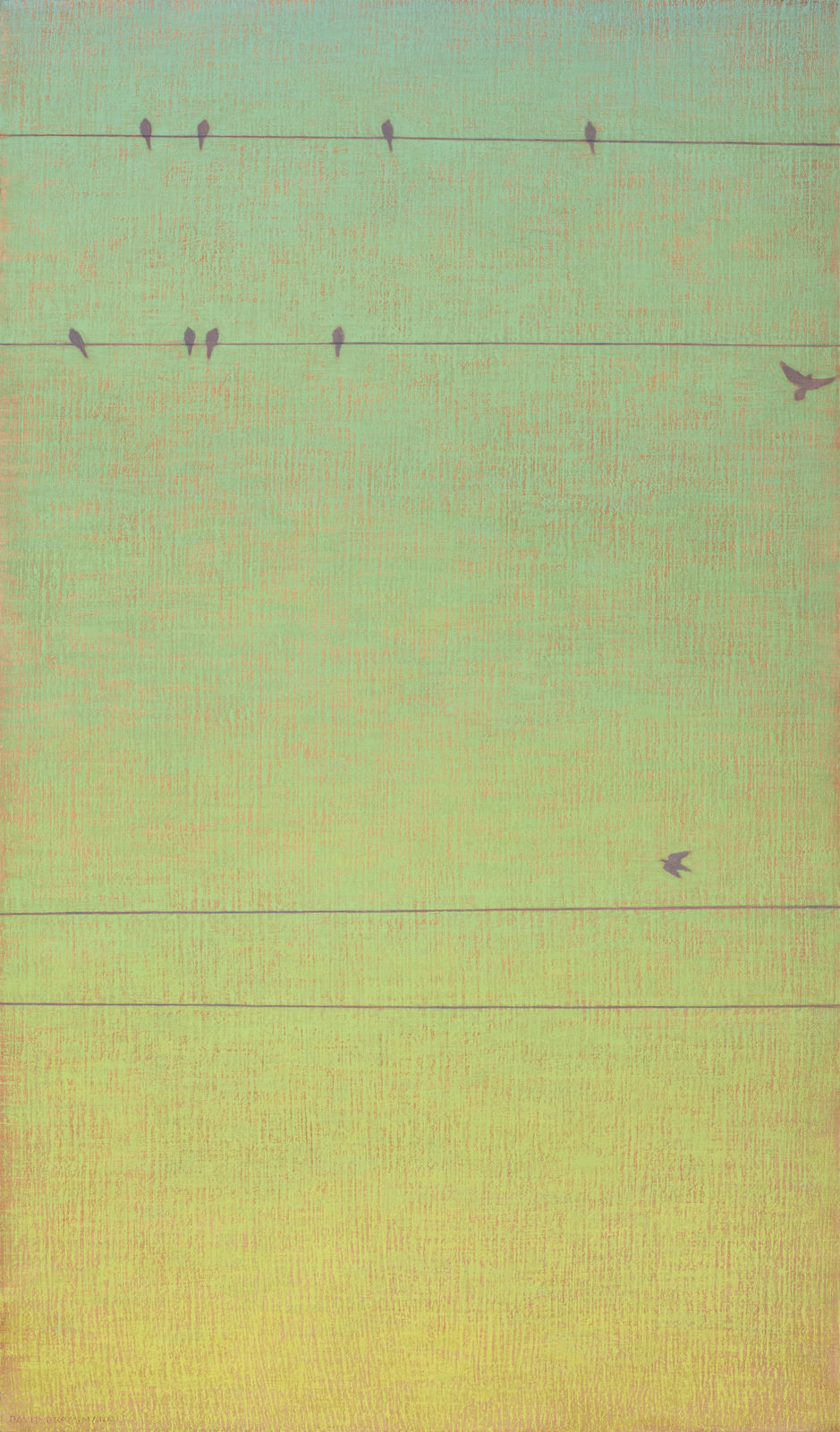 David Grossmann, Lines and Birds on Green Sky, 2022