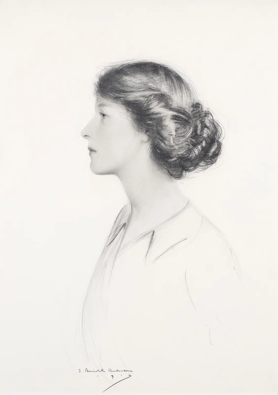THOMAS PERCIVAL ANDERSON (1885-1940), Portrait of Cecily Burdon-Muller in profile, 1910