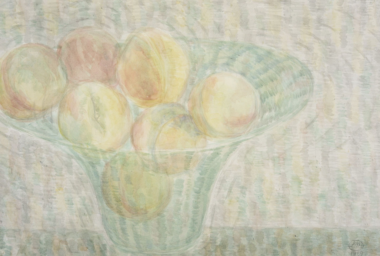 Leonard McComb R.A. (1930-2018), Peaches in a Vase, 1989