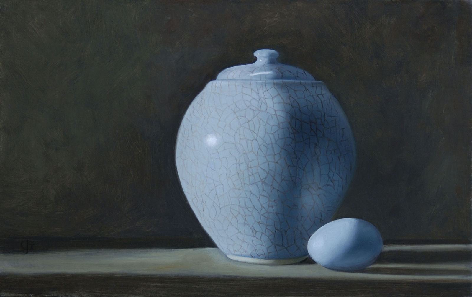 James Gillick, Chinese Crackle-Glazed Vase & Blue Egg, 2015
