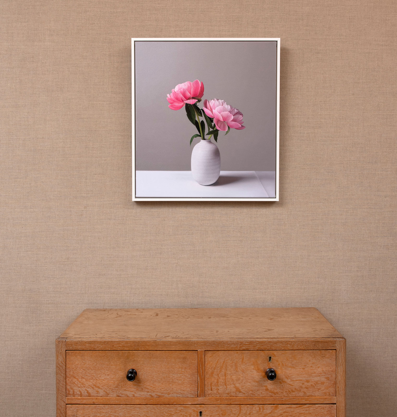 Jo Barrett, Still Life with Pink Peonies and Tin Glazed Bottle 2