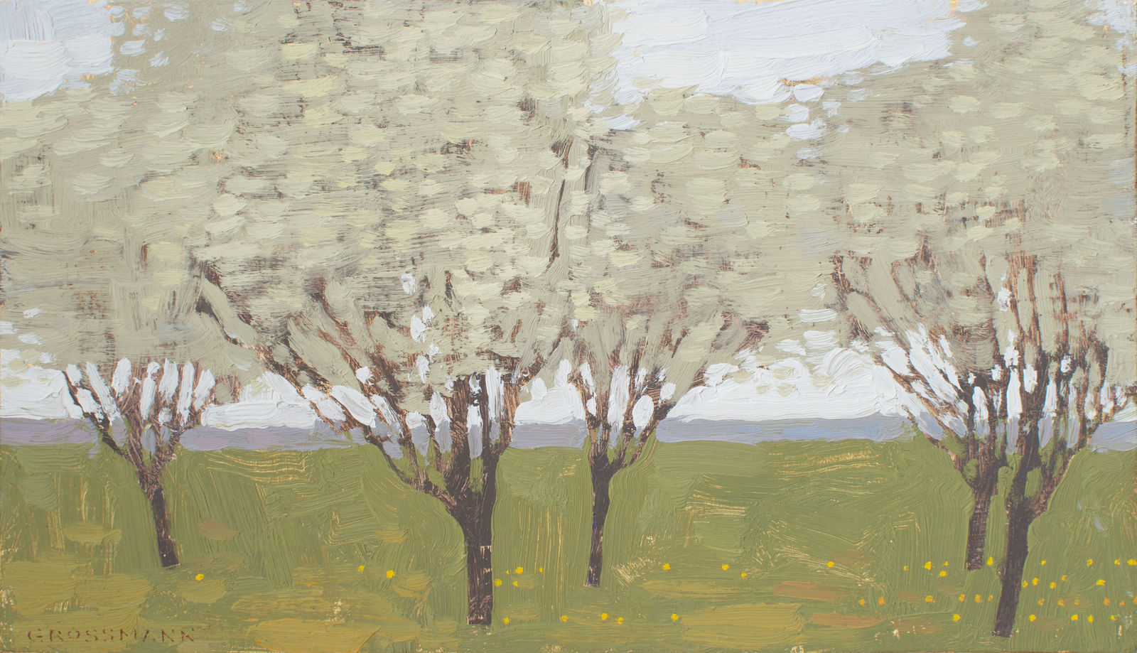 David Grossmann, Five Trees with White Blossoms