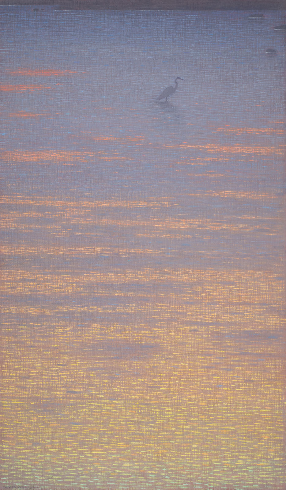 David Grossmann, Heron in Sunrise Waters, 2022