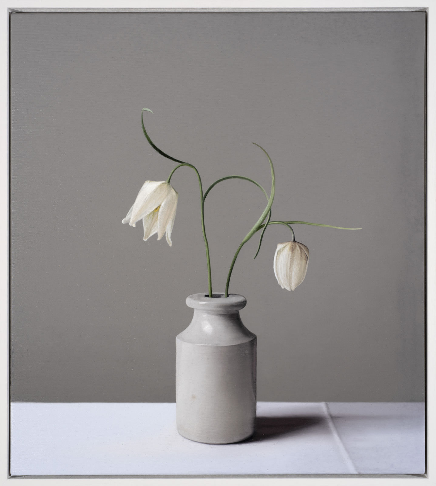 Jo Barrett, Still Life with White Fritillaries and Stoneware Bottle- From the Fern Verrow Collection, 2021