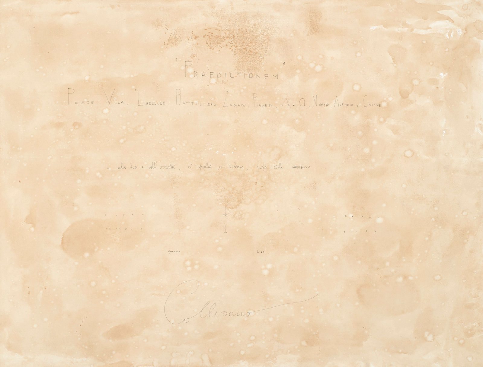 Andrea Collesano, PRAEDICTIONEM, 2023