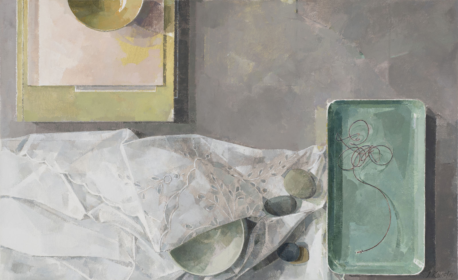 Jeannie Kinsler, Little green enamel tray, 2021