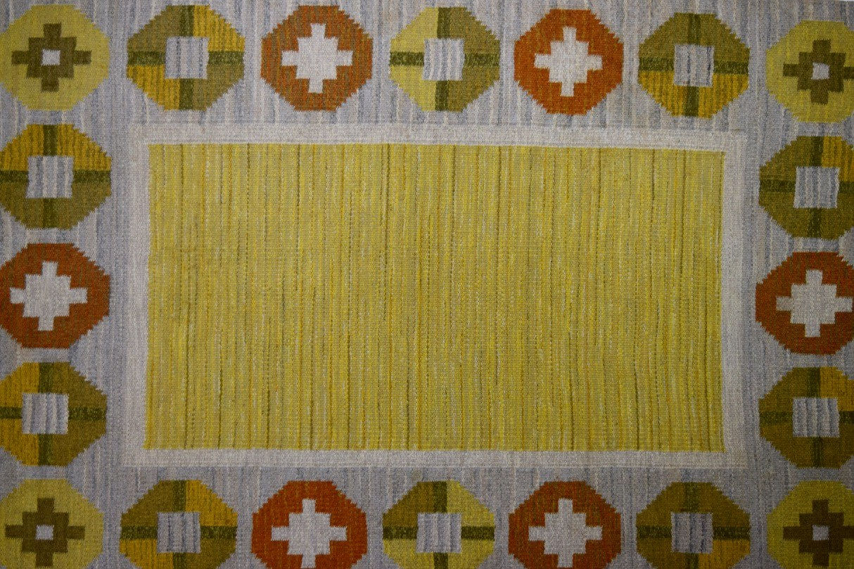 Swedish flat woven rug by Birgitta Södergren