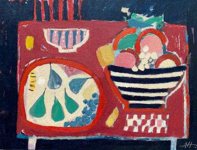 Anna Hymas, Pears and Stripey Bowl